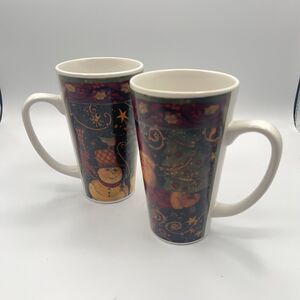 Susan Winget Certified International Christmas Tall Mug Holidays - Set Of 2